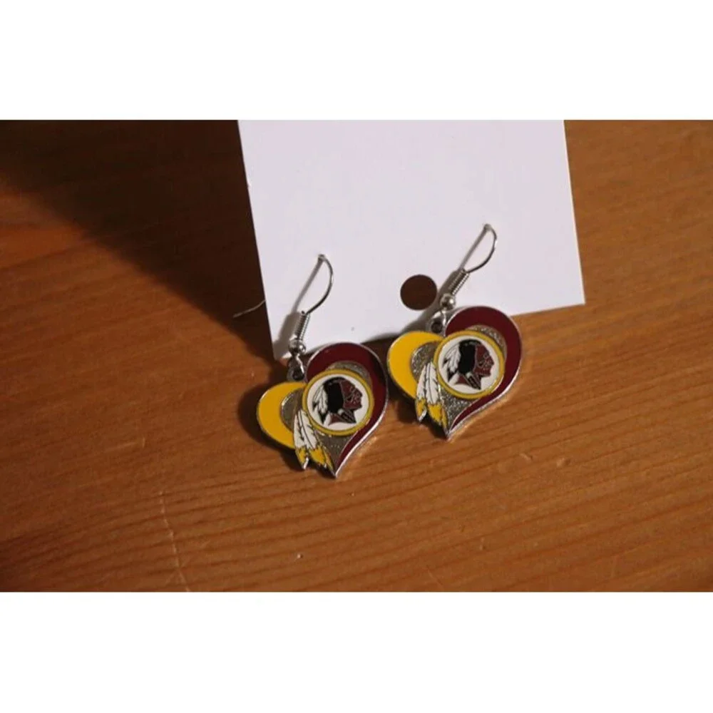 Vintage Washington Redskins Swirl Heart Dangle Earrings NFL